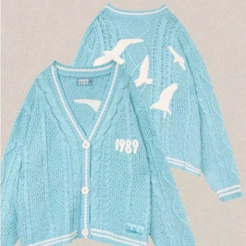 Taylor Light Blue Cardigan with White Accents